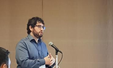 Gustavo Cainelli bei seinem Vortrag zur 5G-Funkkommunikation auf dem Weltkongress der IFAC International Federation of Automatic Control am 10. Juli 2023 in Yokohama, Japan
